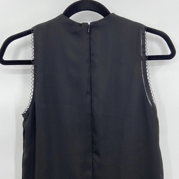 REISS Black Metallic Coral Design Sleeveless Flowey Tiered Shift Dress Size 0 - Picture 7 of 9